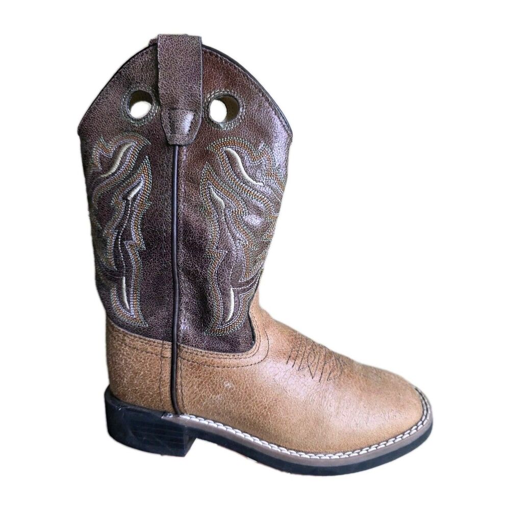 Old West Youth Faux Leather Western Cowboy Boots Size 13D VB9113